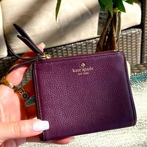 Kate Spade Leather Purple Compact Wallet